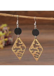 Modlily Light Camel Color Wood Detail Earrings - One Size