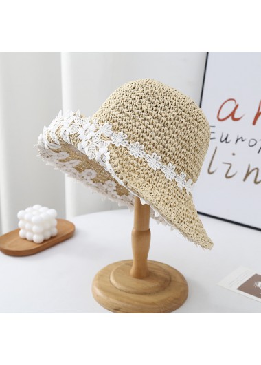 Modlily Light Camel Floral Print Visor Hat - One Size