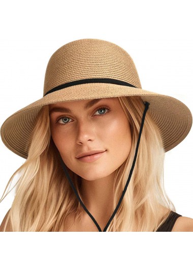 Modlily Light Camel Foldable Visor Straw Hat - One Size