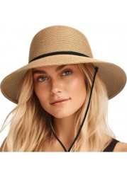 Modlily Light Camel Foldable Visor Straw Hat - One Size