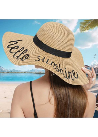 Modlily Light Camel Letter Print Visor Hat - One Size