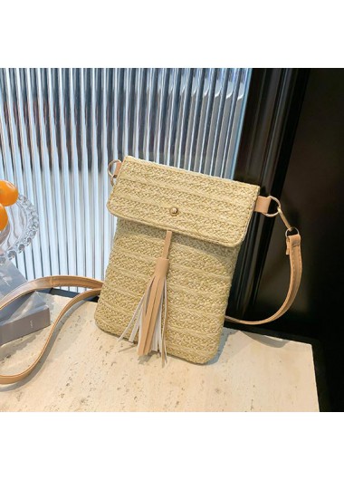 Modlily Light Camel Magnetic Tassel Crossbody Bag - One Size