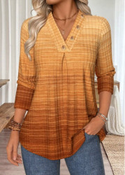 Modlily Light Camel Tummy Coverage Ombre Long Sleeve T Shirt - M