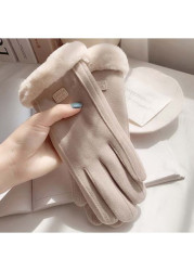 Modlily Light Camel Wrist Warming Full Finger Gloves - One Size