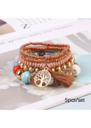 Modlily Light Coffee Color Seed Beads Bracelets - One Size