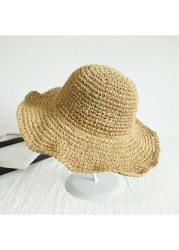 Modlily Light Coffee Color Straw Bucket Hat - One Size