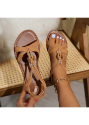 Modlily Light Coffee Faux Leather Peep Toe Falt - 36