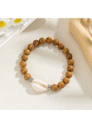 Modlily Light Coffee Shell Beaded Design Bracelet - One Size