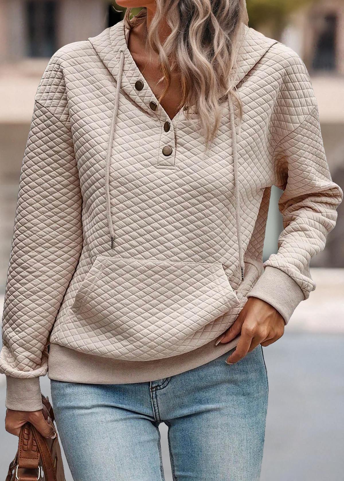 Modlily Light Coffee Tummy Coverage Long Sleeve Hoodie - XXL