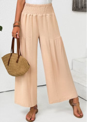 Modlily Light Coffee Wide Leg Elastic Waist High Waisted Pants - S