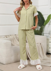 Modlily Light Green Short Sleeve Lounge Top and Pants - S