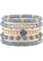 Modlily Light Grey Heart Polymer Clay Bracelets - One Size