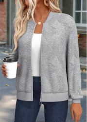 Modlily Light Grey Marl Tummy Coverage Long Sleeve Track Jacket - S