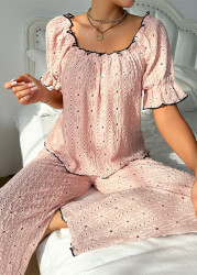 Modlily Light Pink Short Sleeve Lounge Top and Pants - S