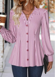 Modlily Light Pink Tummy Coverage Striped Long Sleeve Shirt - S