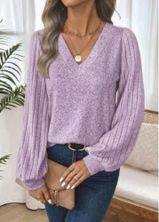 Modlily Light Purple Tummy Coverage Long Sleeve T Shirt - S