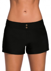 Modlily Low Waisted Black Button Swimwear Shorts - XXL