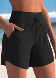 Modlily Mid Waisted Black Color Swim Shorts - S
