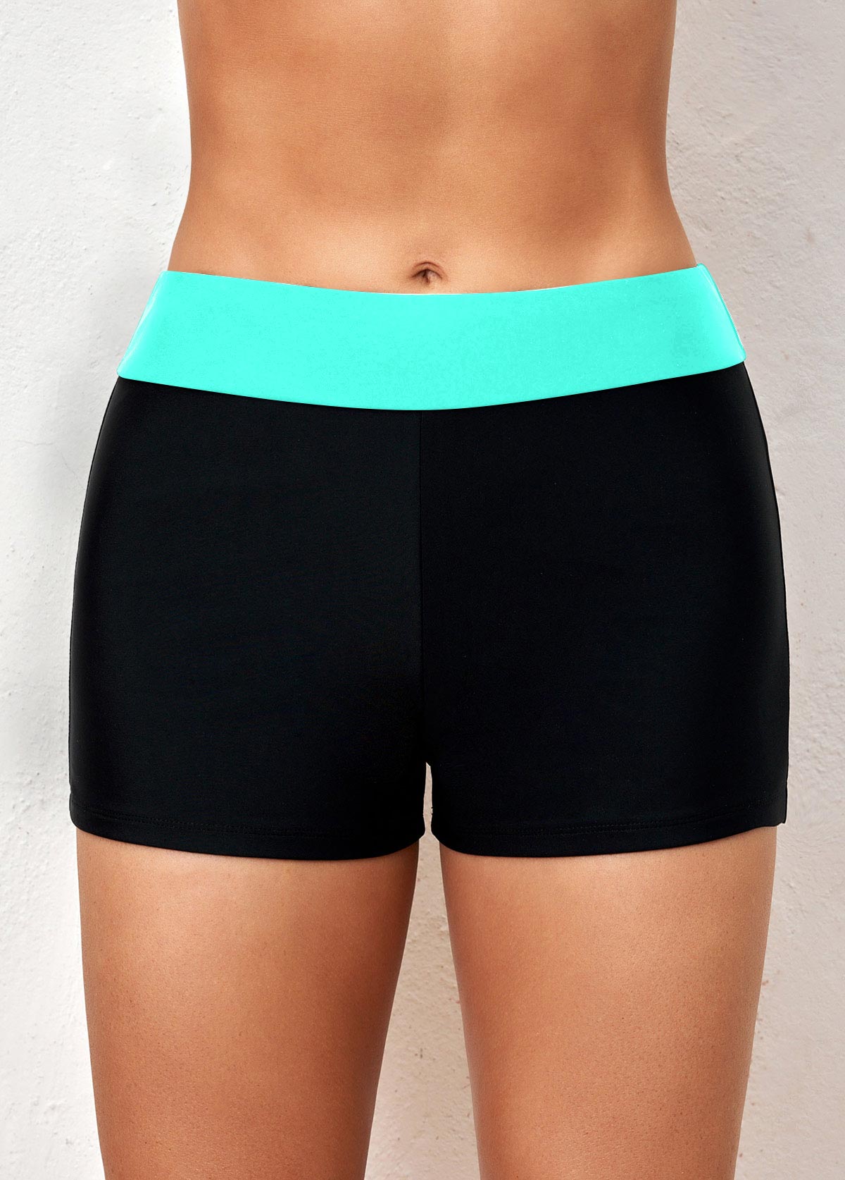 Modlily Mid Waisted Cyan Contrast Swim Shorts - XL