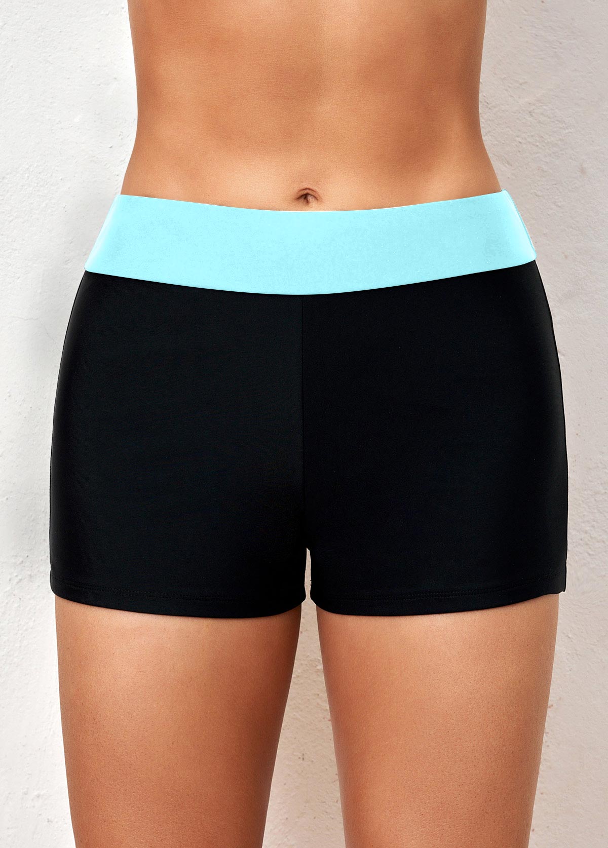 Modlily Mid Waisted Light Blue Contrast Swim Shorts - XXL