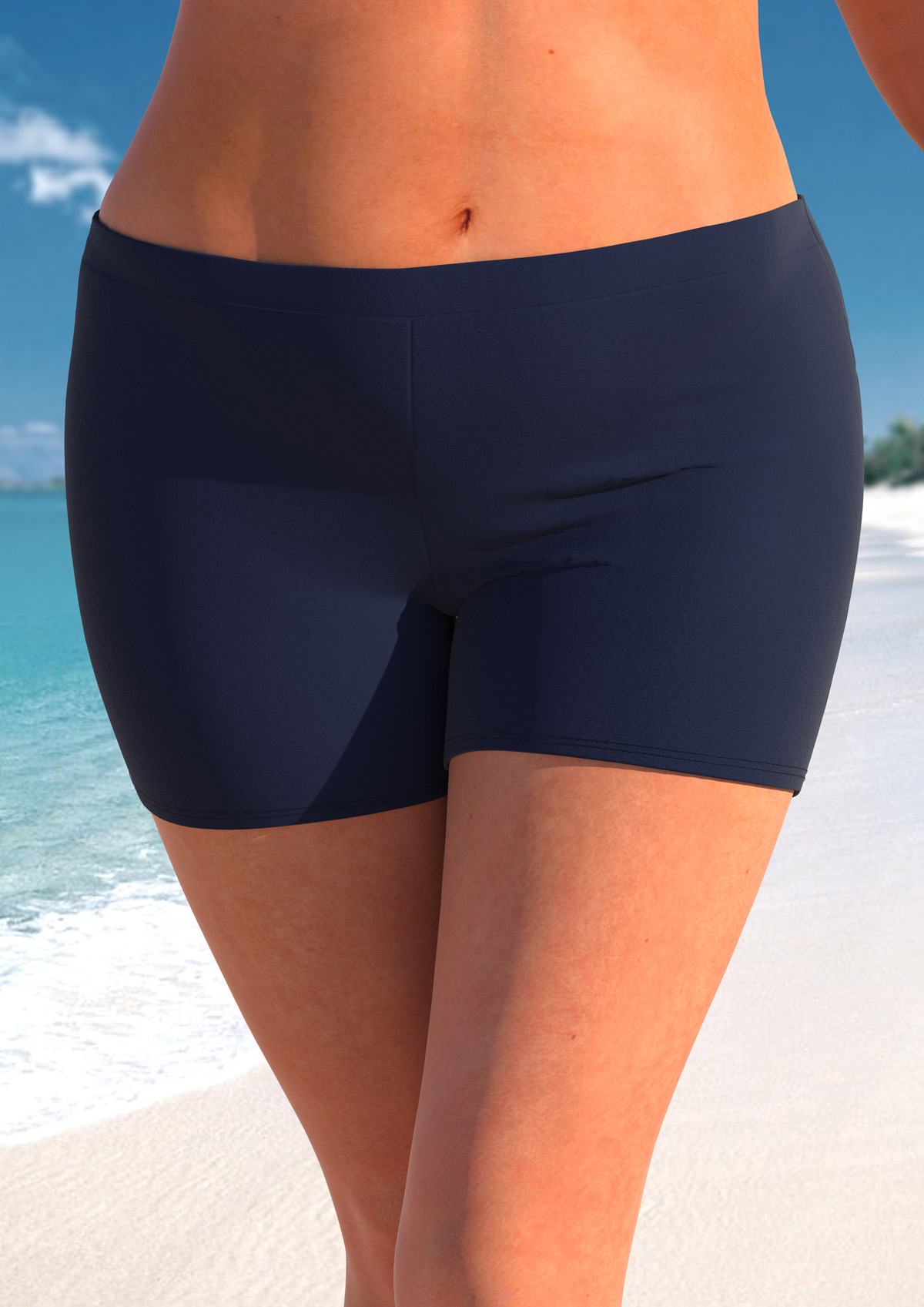 Modlily Mid Waisted Plus Size Navy Swim Shorts - 3X
