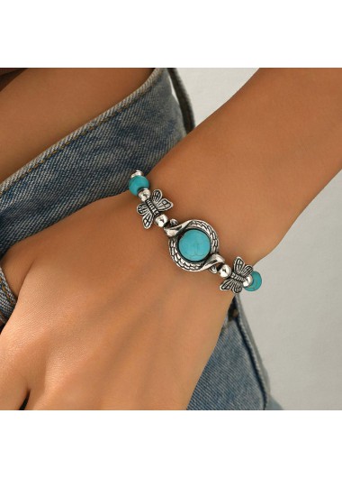 Modlily Mint Green Butterfly Alloy Detail Bracelet - One Size