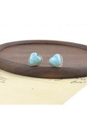 Modlily Mint Green Heart Alloy Detail Earrings - One Size