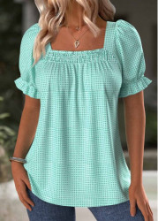 Modlily Mint Green Short Sleeve Square Neck T Shirt - M