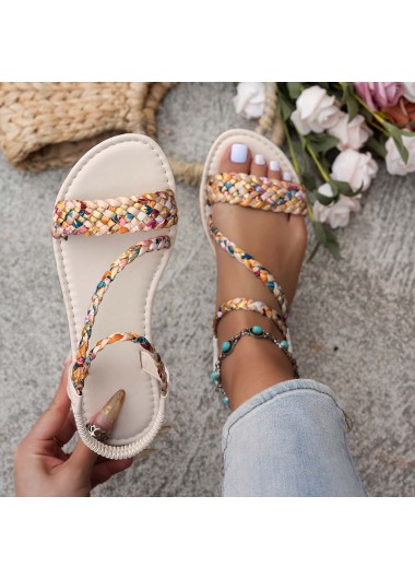 Modlily Multi Color Canvas Peep Toe Falt - 38