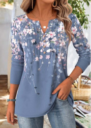 Modlily Multi Color Floral Print Long Sleeve T Shirt - M