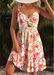Modlily Multi Color Floral Print Short Strappy Bandeau Dress - XL