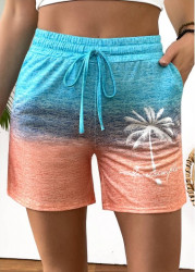 Modlily Multi Color Ombre Straight Leg Elastic Waist Shorts - L