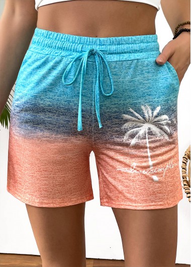 Modlily Multi Color Ombre Straight Leg Elastic Waist Shorts - S