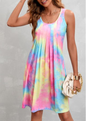 Modlily Multi Color Pleated Ombre A Line Dress - XXL