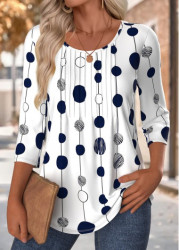 Modlily Multi Color Polka Dot 3/4 Sleeve T Shirt - M