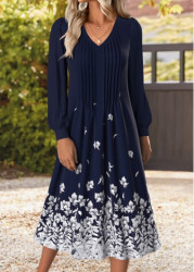 Modlily Multi Color Tummy Coverage Floral Print Long Sleeve Dress - S
