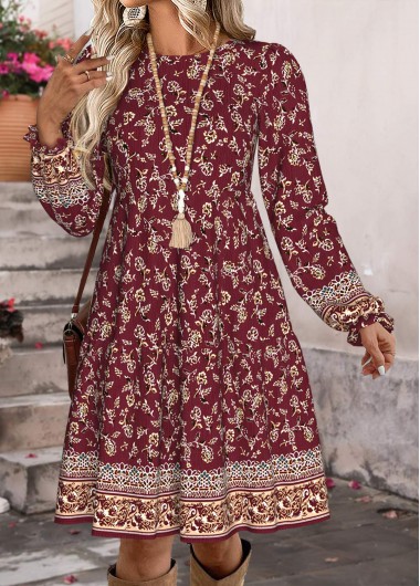 Modlily Multi Color Tummy Coverage Floral Print Short Dress - M