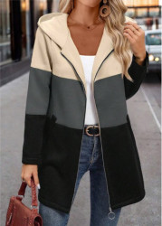 Modlily Multi Color Tummy Coverage Long Sleeve Hooded Coat - S