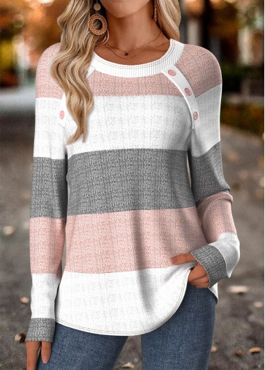 Modlily Multi Color Tummy Coverage Long Sleeve T Shirt - M