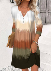 Modlily Multi Color Tummy Coverage Ombre Short Long Sleeve Dress - M