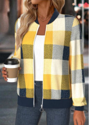 Modlily Multi Color Tummy Coverage Plaid Long Sleeve Jacket - M