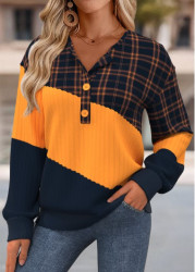 Modlily Multi Color Tummy Coverage Plaid Long Sleeve Sweatshirt - S