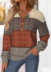 Modlily Multi Color Tummy Coverage Striped Long Sleeve Sweatshirt - S