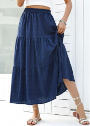 Modlily Navy A Line Elastic Waist Skirt - 2XL