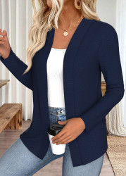 Modlily Navy Open Front Long Sleeve Coat - M