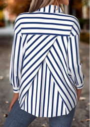 Modlily Navy Tummy Coverage Striped Long Sleeve Shirt - S