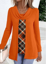 Modlily Orange Plus Size Plaid Fake Two Piece Twinset - 1X