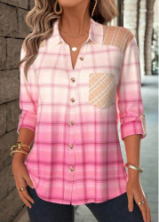 Modlily Pink Plaid Long Sleeve Button Up Shirt - M
