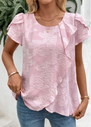 Modlily Pink Short Sleeve Round Neck T Shirt - S
