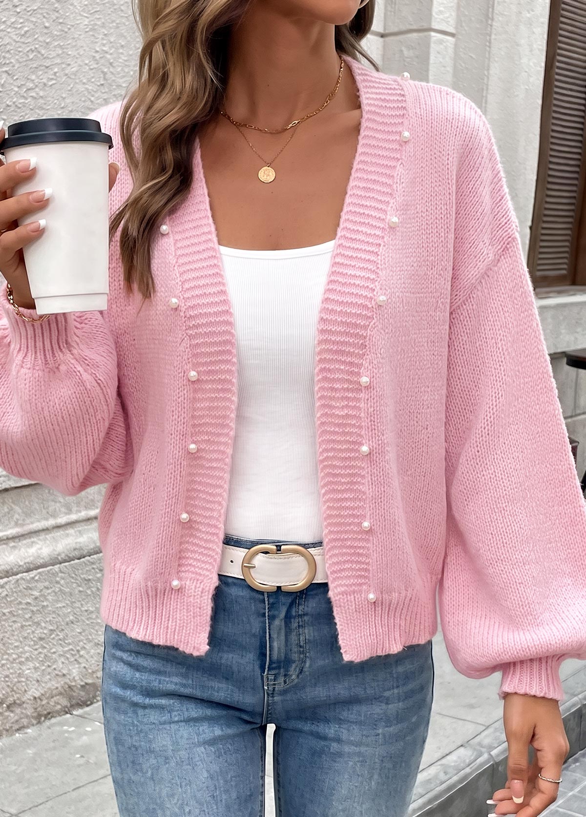 Modlily Pink Tummy Coverage 3/4 Sleeve Sweater - S